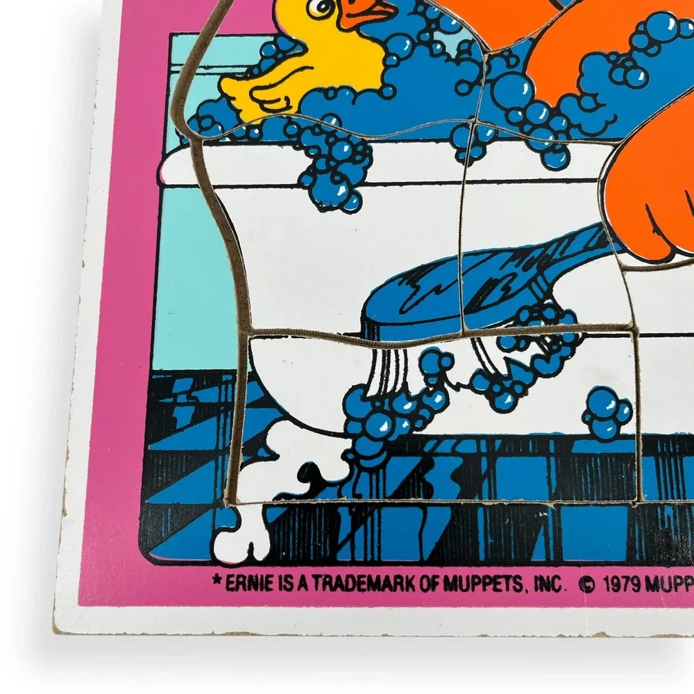 Vintage 1979 Playskool Sesame Street Ernie Wood Tray Puzzle 12 Piece Toy 31522
